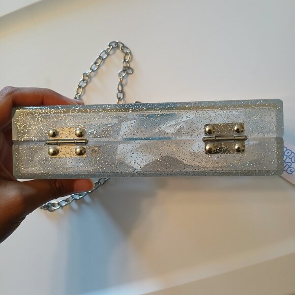 More Than Magic Star Acrylic Purse White Blue Silver Chain Convertible 7" x 4" - Picture 13 of 13